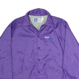 DUNBROOKE Mens Purple Nylon Coach Jacket L Button Plain Lightweight Outerwear