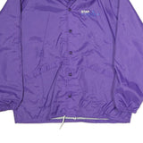 DUNBROOKE Mens Purple Nylon Coach Jacket L Button Plain Lightweight Outerwear