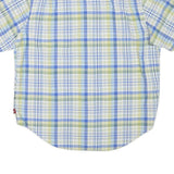 LEVI'S Mens Blue Green Shirt L Cotton Blend Short Sleeve Plaid Summer Casual