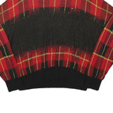 TOMMY HILFIGER Womens Red & Black Patterned Jumper Crew Neck Basic Knit L