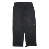 DICKIES Mens Regular Black Cotton Blend Trousers W36 L32 Workwear Zip Closure