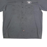 DICKIES Mens Grey BBQ Chicago Work Shirt 2XL Polyester Blend Button Short Sleeve