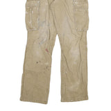 CARHARTT Mens Cotton Blend Beige Relaxed Cargo Trousers W32 L32 Workwear Utility