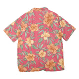 CARIBBEAN JOE Mens Pink & Orange Floral Shirt L Rayon Hawaiian Summer Holiday