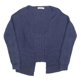 REPLAY Womens Blue Patterned Jumper Open Front Regular Knit Size M Cotton Blend