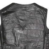 Mens Black Faux Leather Patchwork Waistcoat Jacket XL Button Closure Vest