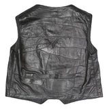 Mens Black Faux Leather Patchwork Waistcoat Jacket XL Button Closure Vest