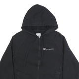 CHAMPION Mens Black Hoodie S Zip Up Cotton Blend Sweatshirt Casual