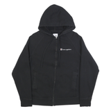 CHAMPION Mens Black Hoodie S Zip Up Cotton Blend Sweatshirt Casual