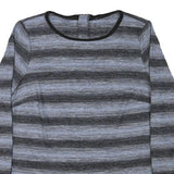BONITA Womens Grey & Black Striped Pattern Cotton Blend Jumper Round Neck Basic