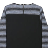 BONITA Womens Grey & Black Striped Pattern Cotton Blend Jumper Round Neck Basic