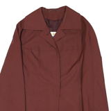 Womens Brown Button Jacket M Polyester Blend Classic Mid Length Stylish