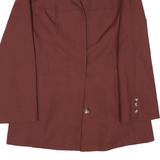 Womens Brown Button Jacket M Polyester Blend Classic Mid Length Stylish