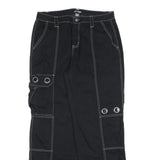 HOT TOPIC Womens Black Cotton Blend Relaxed Cargo Trousers W32 L30 Contrast