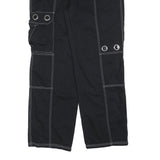 HOT TOPIC Womens Black Cotton Blend Relaxed Cargo Trousers W32 L30 Contrast