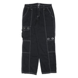 HOT TOPIC Womens Black Cotton Blend Relaxed Cargo Trousers W32 L30 Contrast