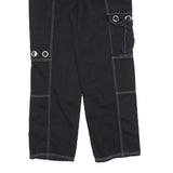 HOT TOPIC Womens Black Cotton Blend Relaxed Cargo Trousers W32 L30 Contrast