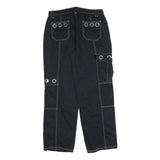 HOT TOPIC Womens Black Cotton Blend Relaxed Cargo Trousers W32 L30 Contrast