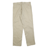 DICKIES Mens Cotton Blend Beige Regular Straight Trousers W36 L34 Workwear