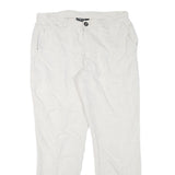 LIVERGY Mens Linen Blend White Slim Straight Leg Trousers W32 L29 Summer Wear