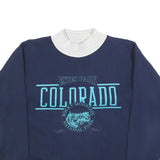 BEEZIL Womens Blue & White Colorado Pullover Sweatshirt L Rocky Mountain Graphic