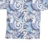 CARLETTI Mens Blue & Grey Swirl Print Short Sleeve Polo Shirt XL Cotton Blend