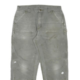 CARHARTT Mens Cotton Blend Relaxed Grey Workwear Trousers W34 L28 Durable Zip