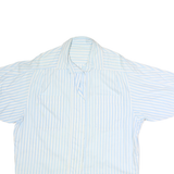 Womens Blue & White Striped Shirt L Cotton Blend Casual Timeless Style Relaxed