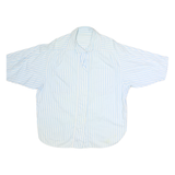 Womens Blue & White Striped Shirt L Cotton Blend Casual Timeless Style Relaxed