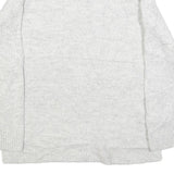 TOMMY HILFIGER Womens White Patterned Cotton Blend Jumper Crew Neck Cable Knit L