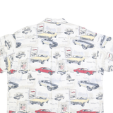 REDHEAD Mens White Red Yellow Car Print Shirt XL Vintage Cotton Button Front