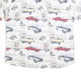 REDHEAD Mens White Red Yellow Car Print Shirt XL Vintage Cotton Button Front