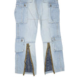 Womens Regular Fit Blue Denim Jeans Cotton Blend Button W32 L33 Cargo Stylish