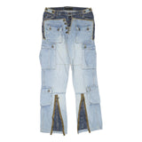 Womens Regular Fit Blue Denim Jeans Cotton Blend Button W32 L33 Cargo Stylish