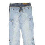 Womens Regular Fit Blue Denim Jeans Cotton Blend Button W32 L33 Cargo Stylish