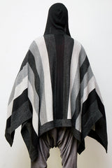 Anita Hooded Alpaca Striped Poncho