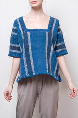 Zoe Hand-Woven Organic Cotton Top - Indigo