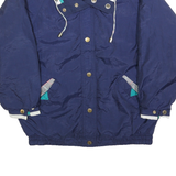 CURRENT SEEN Womens Navy & Turquoise Reversible Zip Jacket S Polyester Blend