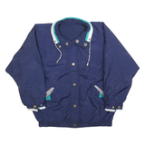 CURRENT SEEN Womens Navy & Turquoise Reversible Zip Jacket S Polyester Blend