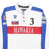 POLO ST MORITZ Mens White & Blue Slovakia Long Sleeve Rugby 2XL Polo Shirt