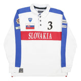 POLO ST MORITZ Mens White & Blue Slovakia Long Sleeve Rugby 2XL Polo Shirt