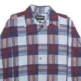 JOHNNY MILLER Mens Blue & Red Check Shirt L Vintage Polyester Blend Button Long