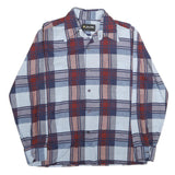 JOHNNY MILLER Mens Blue & Red Check Shirt L Vintage Polyester Blend Button Long