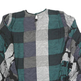 Womens Green Grey Black Abstract Print Top Long Sleeve Round Neck L Polyester