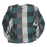 Womens Green Grey Black Abstract Print Top Long Sleeve Round Neck L Polyester