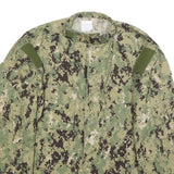 API Mens Green Camouflage Military Cotton Blend Jacket M Button Closure Rugged