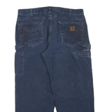 CARHARTT Mens Cotton Blend Blue Regular Straight Trousers W38 L30 Workwear Zip