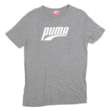 PUMA Mens Grey Graphic T-Shirt M Short Sleeve Crew Neck Cotton Blend Casual Top