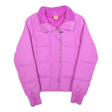 NIKE Womens Pink Purple Jacket M Polyester Puffer Sport Outerwear Zip Up