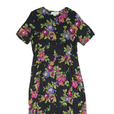 NORTON MCNAUGHTON Womens Black Floral Day Cotton Blend Dress L Button Front